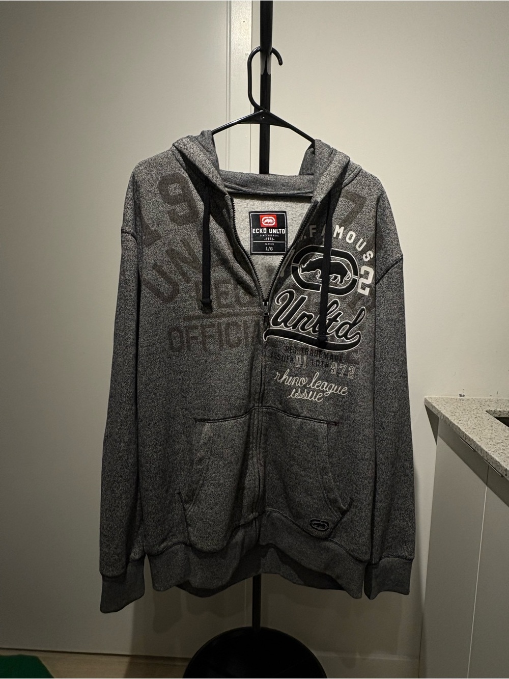 FA Men's Gray Zip-Up Hooded Sweater